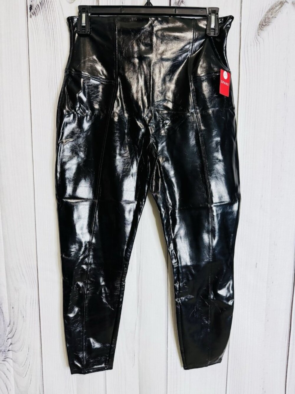 NWT SPANX Faux Patent Leather Classic Black Leggings 20301Q Sz 1x Petite